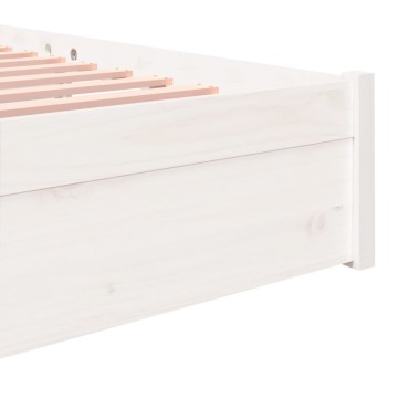 vidaXL Πλαίσιο Κρεβατιού Λευκό 140x190cm από Μασίφ Ξύλο 1 τεμ. - Μονό