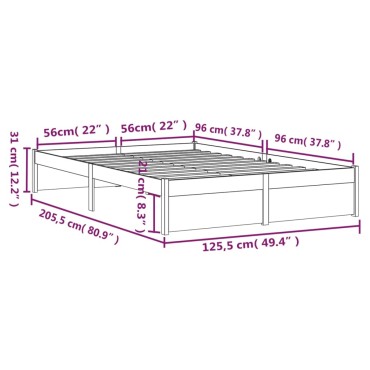vidaXL Σκελετός Κρεβατιού Χωρίς Στρώμα 120x200cm Μασίφ Ξύλο 1 τεμ. - Μονό