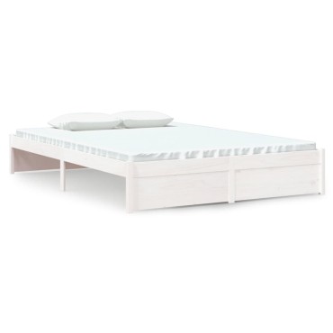 vidaXL Πλαίσιο Κρεβατιού Λευκό 140x200cm από Μασίφ Ξύλο 1 τεμ. - Διπλό
