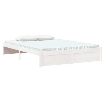 vidaXL Πλαίσιο Κρεβατιού Λευκό 140x200cm από Μασίφ Ξύλο 1 τεμ. - Διπλό