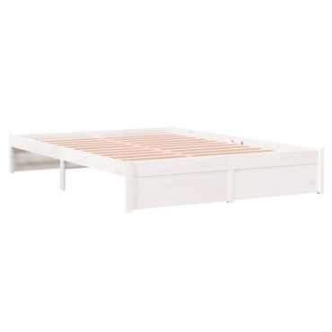 vidaXL Πλαίσιο Κρεβατιού Λευκό 140x200cm από Μασίφ Ξύλο 1 τεμ. - Διπλό