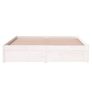 vidaXL Πλαίσιο Κρεβατιού Λευκό 140x200cm από Μασίφ Ξύλο 1 τεμ. - Διπλό