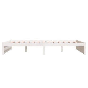 vidaXL Πλαίσιο Κρεβατιού Λευκό 140x200cm από Μασίφ Ξύλο 1 τεμ. - Διπλό