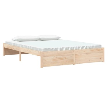 vidaXL Σκελετός Κρεβατιού Χωρίς Στρώμα 160x200cm Μασίφ Ξύλο 1 τεμ. - Διπλό