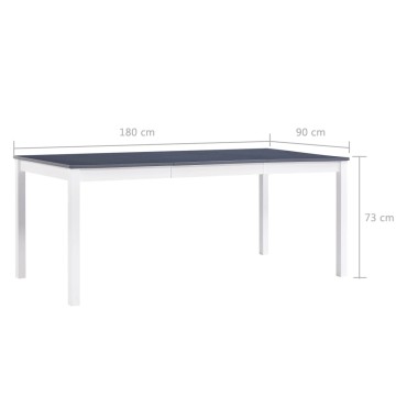 vidaXL Τραπεζαρία Λευκή / Γκρι 180x90x73cm από Ξύλο Πεύκου 1 τεμ.