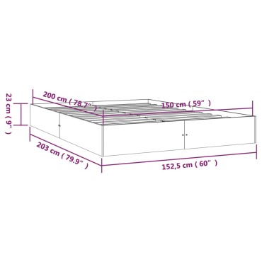 vidaXL Πλαίσιο Κρεβατιού 150x200cm Μασίφ Ξύλο King Size 1 τεμ. - Διπλό