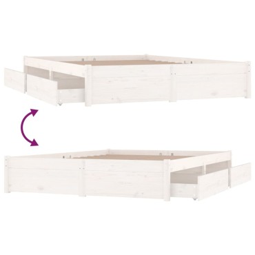 vidaXL Πλαίσιο Κρεβατιού με Συρτάρια Λευκό 160x200cm 1 τεμ. - Διπλό