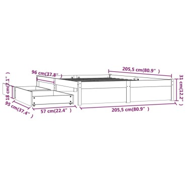 vidaXL Πλαίσιο Κρεβατιού με Συρτάρια 200 x 200 εκ.