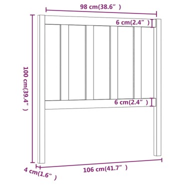 vidaXL Κεφαλάρι Κρεβατιού Γκρι 106x4x100cm από Μασίφ Ξύλο Πεύκου 1 τεμ.