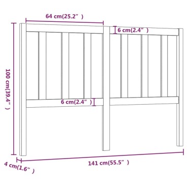 vidaXL Κεφαλάρι Κρεβατιού Γκρι 141x4x100cm από Μασίφ Ξύλο Πεύκου 1 τεμ.