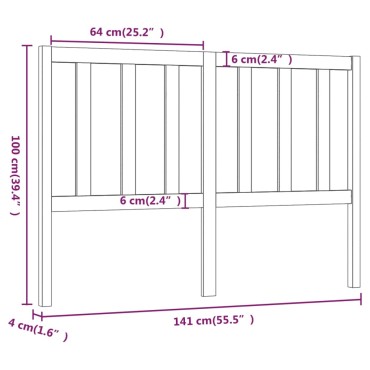 vidaXL Κεφαλάρι Κρεβατιού Μελί 141x4x100cm από Μασίφ Ξύλο Πεύκου 1 τεμ.