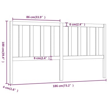 vidaXL Κεφαλάρι Κρεβατιού Γκρι 186x4x100cm από Μασίφ Ξύλο Πεύκου 1 τεμ.