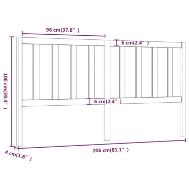 vidaXL Κεφαλάρι Κρεβατιού Γκρι 206x4x100cm από Μασίφ Ξύλο Πεύκου 1 τεμ.