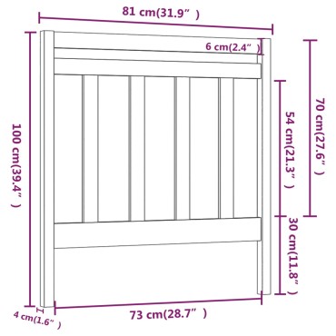 vidaXL Κεφαλάρι Κρεβατιού Γκρι 81x4x100cm από Μασίφ Ξύλο Πεύκου 1 τεμ.