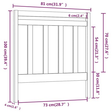 vidaXL Κεφαλάρι Κρεβατιού Γκρι 81x4x100cm από Μασίφ Ξύλο Πεύκου 1 τεμ.