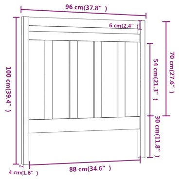 vidaXL Κεφαλάρι Κρεβατιού Μαύρο 96x4x100cm από Μασίφ Ξύλο Πεύκου 1 τεμ.