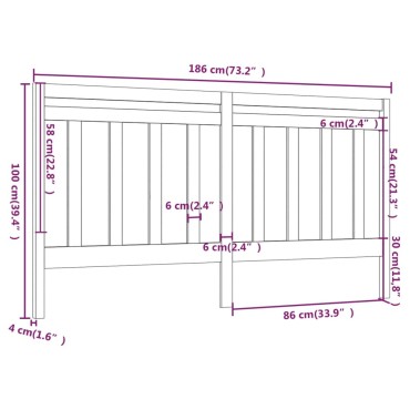 vidaXL Κεφαλάρι Κρεβατιού Γκρι 186x4x100cm από Μασίφ Ξύλο Πεύκου 1 τεμ.
