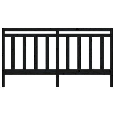 vidaXL Κεφαλάρι Κρεβατιού Μαύρο 186x4x100cm Μασίφ Ξύλο Πεύκου 1 τεμ.