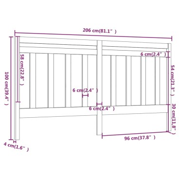 vidaXL Κεφαλάρι Κρεβατιού Γκρι 206x4x100cm από Μασίφ Ξύλο Πεύκου 1 τεμ.