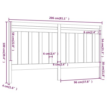 vidaXL Κεφαλάρι Κρεβατιού Μελί 206x4x100cm από Μασίφ Ξύλο Πεύκου 1 τεμ.