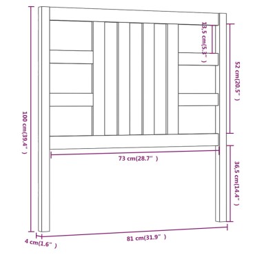 vidaXL Κεφαλάρι Κρεβατιού Μαύρο 81x4x100cm από Μασίφ Ξύλο Πεύκου 1 τεμ.