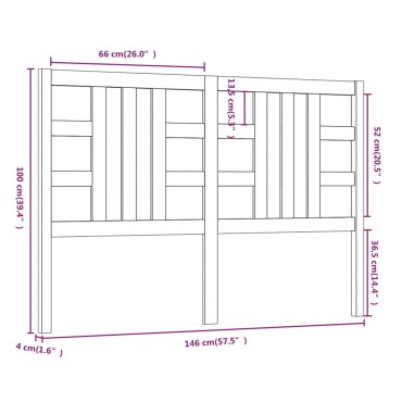 vidaXL Κεφαλάρι Κρεβατιού Λευκό 146x4x100cm Μασίφ Ξύλο Πεύκου 1 τεμ.