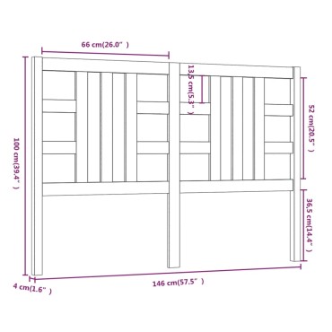 vidaXL Κεφαλάρι Κρεβατιού Γκρι 146x4x100cm από Μασίφ Ξύλο Πεύκου 1 τεμ.