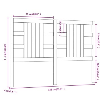 vidaXL Κεφαλάρι Κρεβατιού Μελί 156x4x100cm από Μασίφ Ξύλο Πεύκου 1 τεμ.