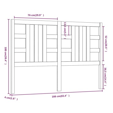 vidaXL Κεφαλάρι Κρεβατιού Μελί 166x4x100cm από Μασίφ Ξύλο Πεύκου 1 τεμ.