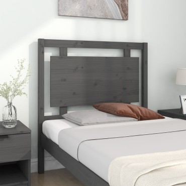 vidaXL Κεφαλάρι Κρεβατιού Γκρι 95,5x4x100cm από Μασίφ Ξύλο Πεύκου 1 τεμ.