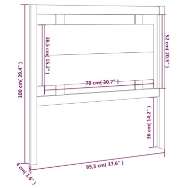 vidaXL Κεφαλάρι Κρεβατιού Γκρι 95,5x4x100cm από Μασίφ Ξύλο Πεύκου 1 τεμ.