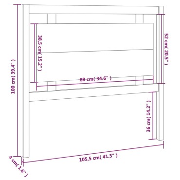 vidaXL Κεφαλάρι Κρεβατιού 105,5x4x100cm από Μασίφ Ξύλο Πεύκου 1 τεμ.