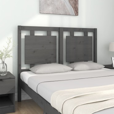 vidaXL Κεφαλάρι Κρεβατιού Γκρι 125,5x4x100cm Μασίφ Ξύλο Πεύκου 1 τεμ.