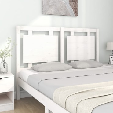 vidaXL Κεφαλάρι Κρεβατιού Λευκό 140,5x4x100cm Μασίφ Ξύλο Πεύκου 1 τεμ.