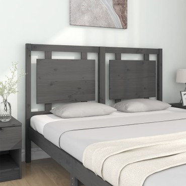 vidaXL Κεφαλάρι Κρεβατιού Γκρι 145,5x4x100cm από Μασίφ Ξύλο Πεύκου 1 τεμ.
