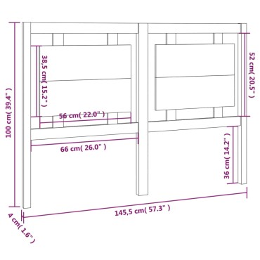 vidaXL Κεφαλάρι Κρεβατιού Γκρι 145,5x4x100cm από Μασίφ Ξύλο Πεύκου 1 τεμ.