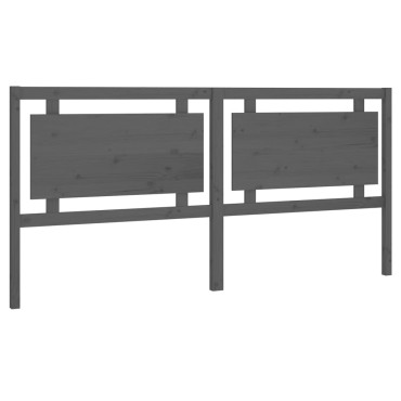 vidaXL Κεφαλάρι κρεβατιού Γκρι 205,5x4x100cm από Μασίφ Ξύλο Πεύκου 1 τεμ.