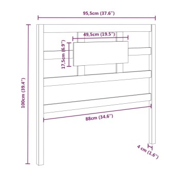 vidaXL Κεφαλάρι Κρεβατιού Γκρι 95,5x4x100cm από Μασίφ Ξύλο Πεύκου 1 τεμ.