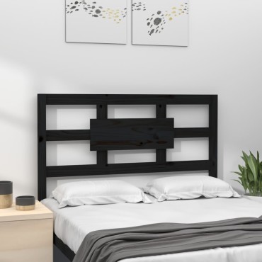 vidaXL Κεφαλάρι Κρεβατιού Μαύρο 95,5x4x100cm Μασίφ Ξύλο Πεύκου 1 τεμ.