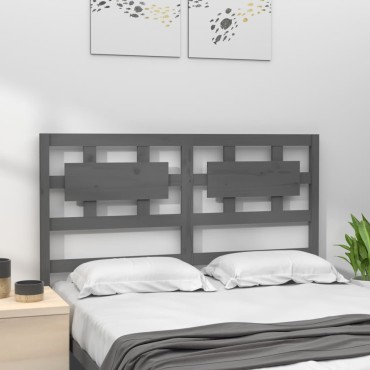 vidaXL Κεφαλάρι Κρεβατιού Γκρι 145,5x4x100cm από Μασίφ Ξύλο Πεύκου 1 τεμ.