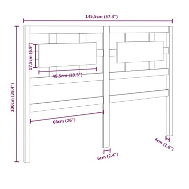 vidaXL Κεφαλάρι Κρεβατιού Γκρι 145,5x4x100cm από Μασίφ Ξύλο Πεύκου 1 τεμ.