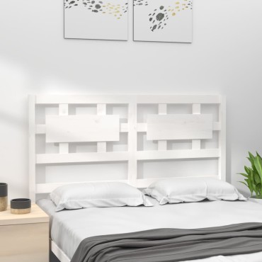 vidaXL Κεφαλάρι Κρεβατιού Λευκό 165,5x4x100cm από Μασίφ Ξύλο Πεύκου 1 τεμ.