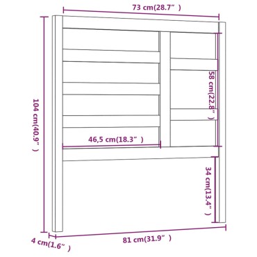 vidaXL Κεφαλάρι Κρεβατιού Μαύρο 81x4x104cm από Μασίφ Ξύλο Πεύκου 1 τεμ.