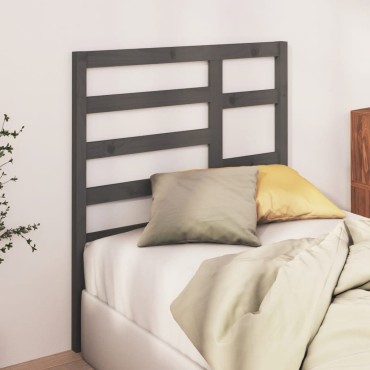vidaXL Κεφαλάρι Κρεβατιού Γκρι 106x4x104cm από Μασίφ Ξύλο Πεύκου 1 τεμ.