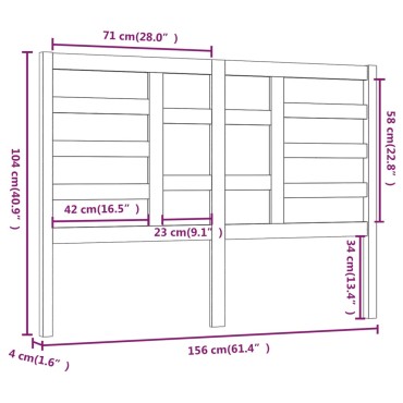 vidaXL Κεφαλάρι Κρεβατιού 186x4x104cm από Μασίφ Ξύλο Πεύκου 1 τεμ.