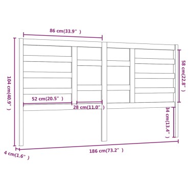 vidaXL Κεφαλάρι Κρεβατιού Μελί 186x4x104cm από Μασίφ Ξύλο Πεύκου 1 τεμ.