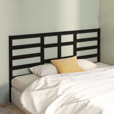 vidaXL Κεφαλάρι Κρεβατιού Μαύρο 186x4x104cm Μασίφ Ξύλο Πεύκου 1 τεμ.