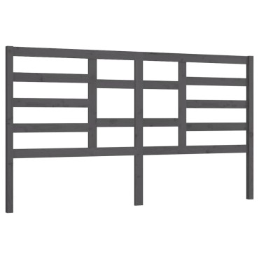vidaXL Κεφαλάρι Κρεβατιού Γκρι 206x4x104cm από Μασίφ Ξύλο Πεύκου 1 τεμ.