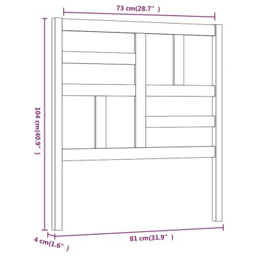 vidaXL Κεφαλάρι Κρεβατιού 81x4x104cm από Μασίφ Ξύλο Πεύκου 1 τεμ.