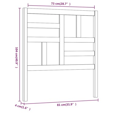 vidaXL Κεφαλάρι Κρεβατιού Λευκό 81x4x104cm από Μασίφ Ξύλο Πεύκου 1 τεμ.